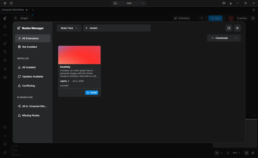 Extensions에서 peropix 검색 후 Install